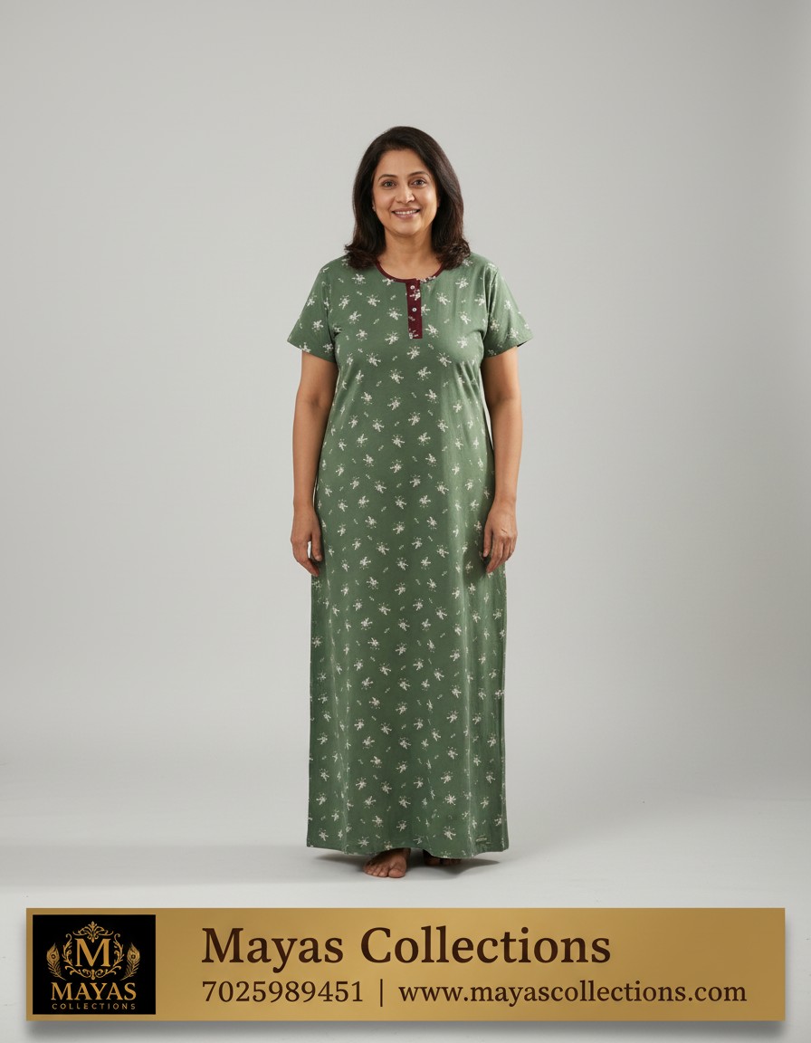 Mayas Cotton Light Shade flower printed nighty